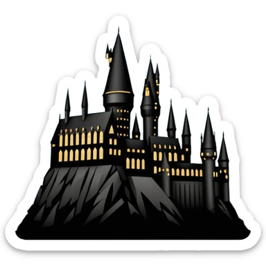 Harry Potter series, Hogwarts castle silhouette with stars, outlined icon sticker