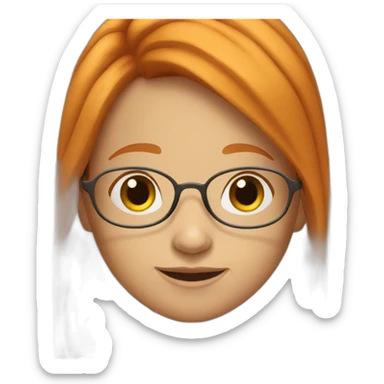 Ginger girl with long hair and round glasses sticker