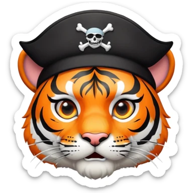 pirate tiger face with eye patch and captain hat for Twitch emote sticker