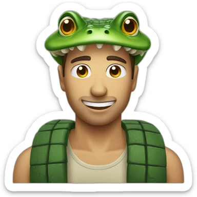 man with a croc on his head sticker