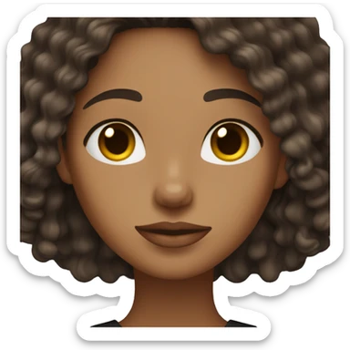 woman light brown skin long dark curly hair with black cat sticker