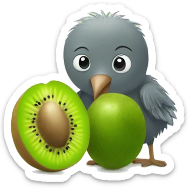 kiwi bird and kiwi fruit sticker