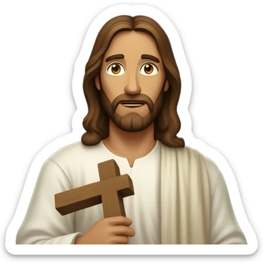 jesus christ holding a cross sticker