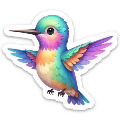 cute colibri bird, pastel warm colors, simple and expressive emoji style sticker