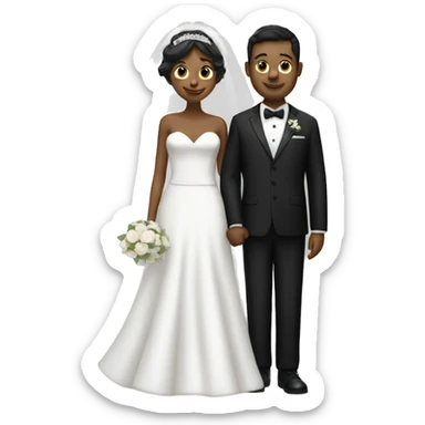 bridal couple dresses in black and white sticker