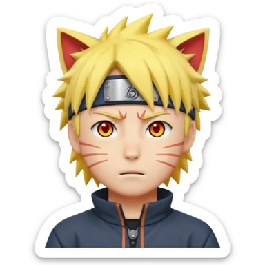 Ghibli style Naruto with red cat eyes and whiskers sticker