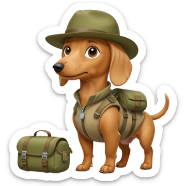 blonde daushund dog hiking ranger  sticker
