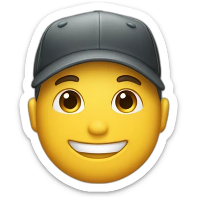 slight smile emoji in a baseball cap with an m on it sticker