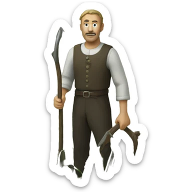 man named rodruigez in a field with a sickle in hand  sticker