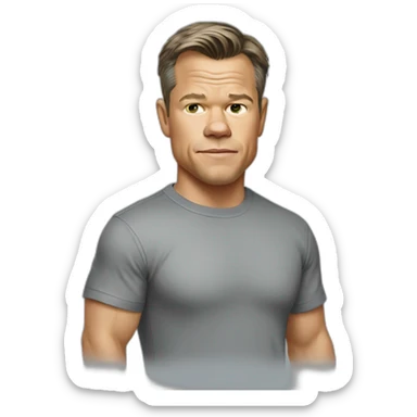 matt-damon cartoon wearing shirt sticker