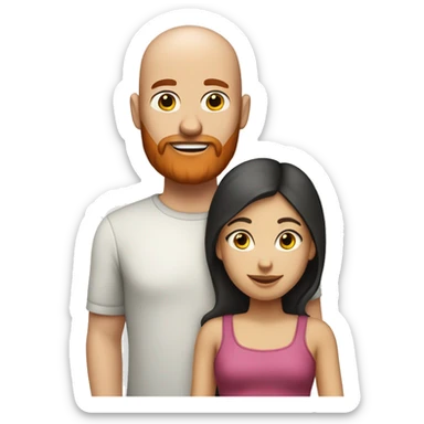 family bald man with a red beard and a girl with dark hair sticker