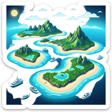 futuristic sea map with islands sticker