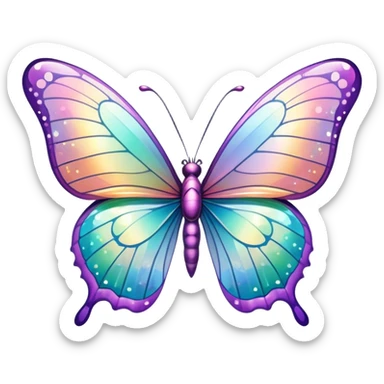 Pastel sparkly glittery iridescent rainbow transparent butterfly sticker