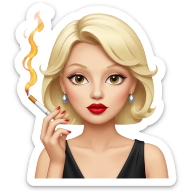 An old blonde diva smoking a cigarette sticker
