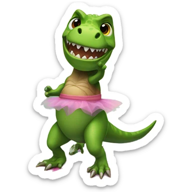 T-rex wearing a tutu on a surfboard sticker
