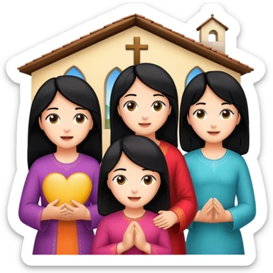Devotional Christ with  3 girls black hair in house sticker