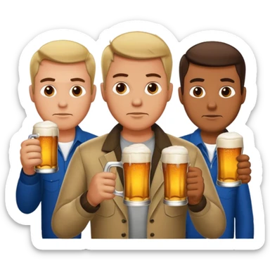 Drinking 100 beers with the boys with serious faces sticker
