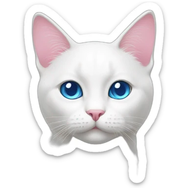 white cat whit blue eye and pink nose sticker