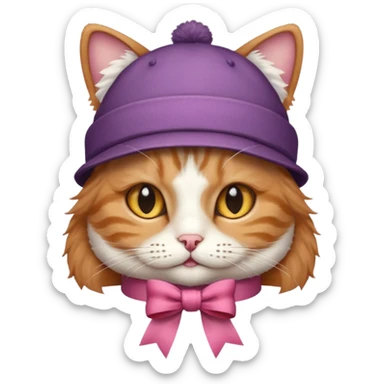 cat wearing a hat and ribbon sticker