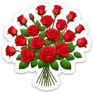 Red rose bouquet with white little dot flowers sticker