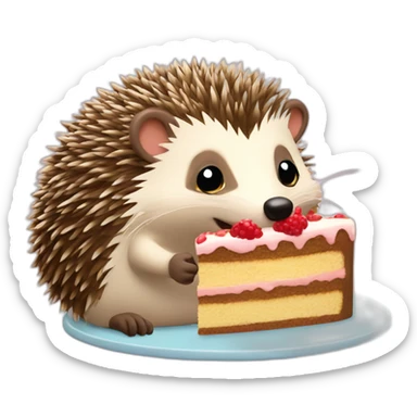 hedgehog-eats-cake sticker