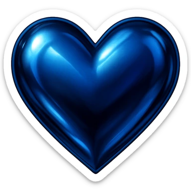 heart with a metallic sapphire finish, digital illustration sticker