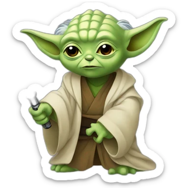 Yoda with a lightsaber sticker