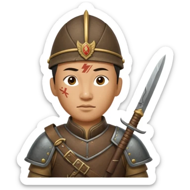 horse mogolian ancient army with small knife sticker