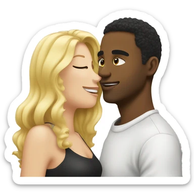 Black guy kissing blonde lady sticker
