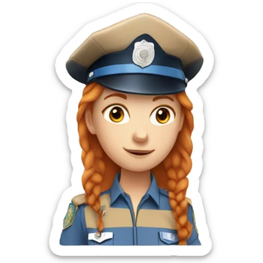 face of ginger girl police officer teen cute blue uniform   sticker