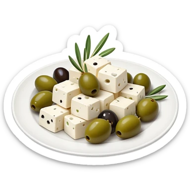 Plate of feta and olives sticker