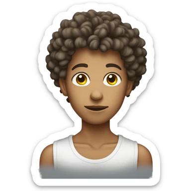Skinny teenager with perm sticker