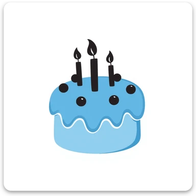 a blue cake with candles sticker