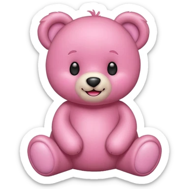 pink teddy bear, smiling and adorable, apple style emoji sticker