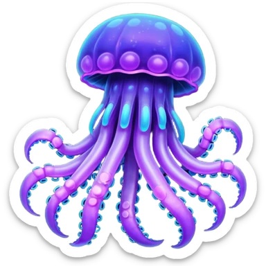 Neon glowing jellyfish-crab-squi sticker