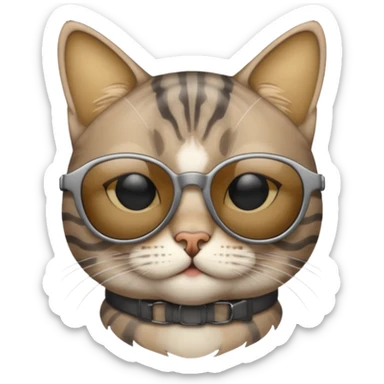 Grey tabby cat wearing sunglasses  sticker