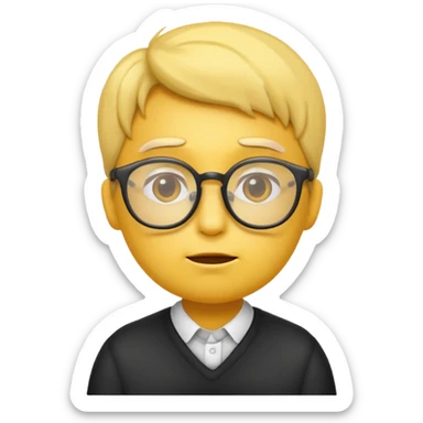 yellow emoji wearing glasses and thinking not smiling sticker