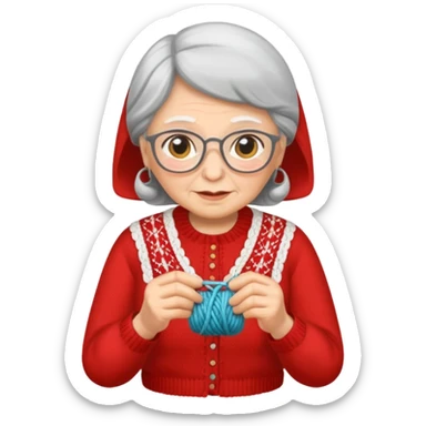 knitting grandma red blouse sticker