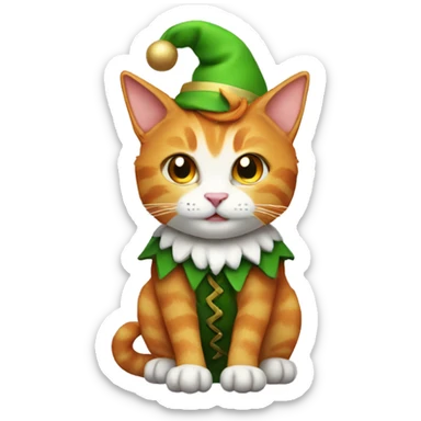ginger cat in an elf costume  sticker