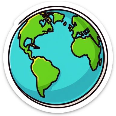 a globe with a dollar sign, cartoonish sticker style sticker