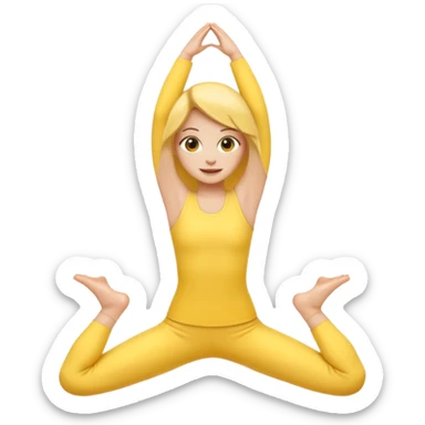 Yellow emoji girl doing the front splits sticker