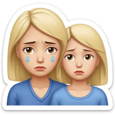 sad family (mom and daughter) sticker