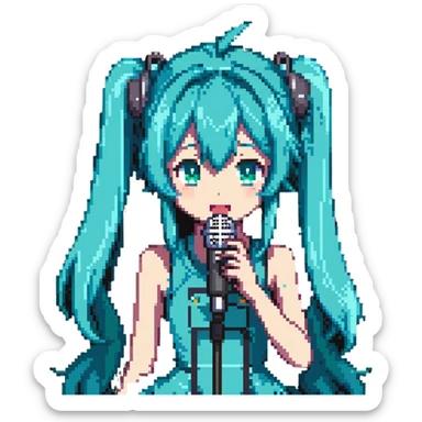 Cute Hatsune Miku singing with microphone sticker