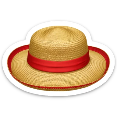 Sombrero de paja con una tira roja en la parte central sin ninguna soporte sticker
