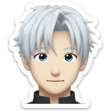 gojo satoru with white hair,sky blue eyes in jujutsu kaisen sticker