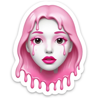 A lot white paint dripping off Floating pink glossy lips sticker
