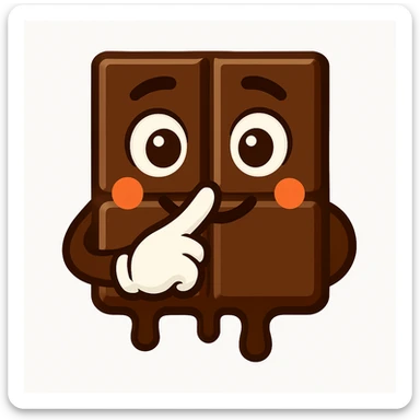 Transform the chocolate bar character into a simple small emoji icon. Keep the face and playful expression, but remove the shoes and any extra details. Make it look clean and minimal as a small emoji style. sticker