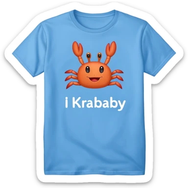 Blue shirt with the text I love krabby  sticker
