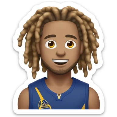 lightskin guy with 2 strand dreads yelling with a steph curry jersey on with dread that are log to his shoulders sticker