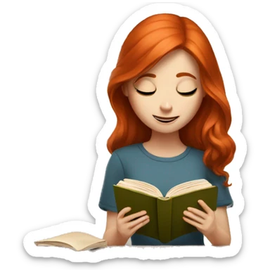 Red head girl reading a book sticker